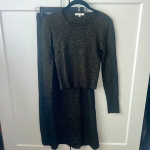 ZSUPPLY GOLDIE METALLIC CREWNECK SWEATER AND SKIRT SET